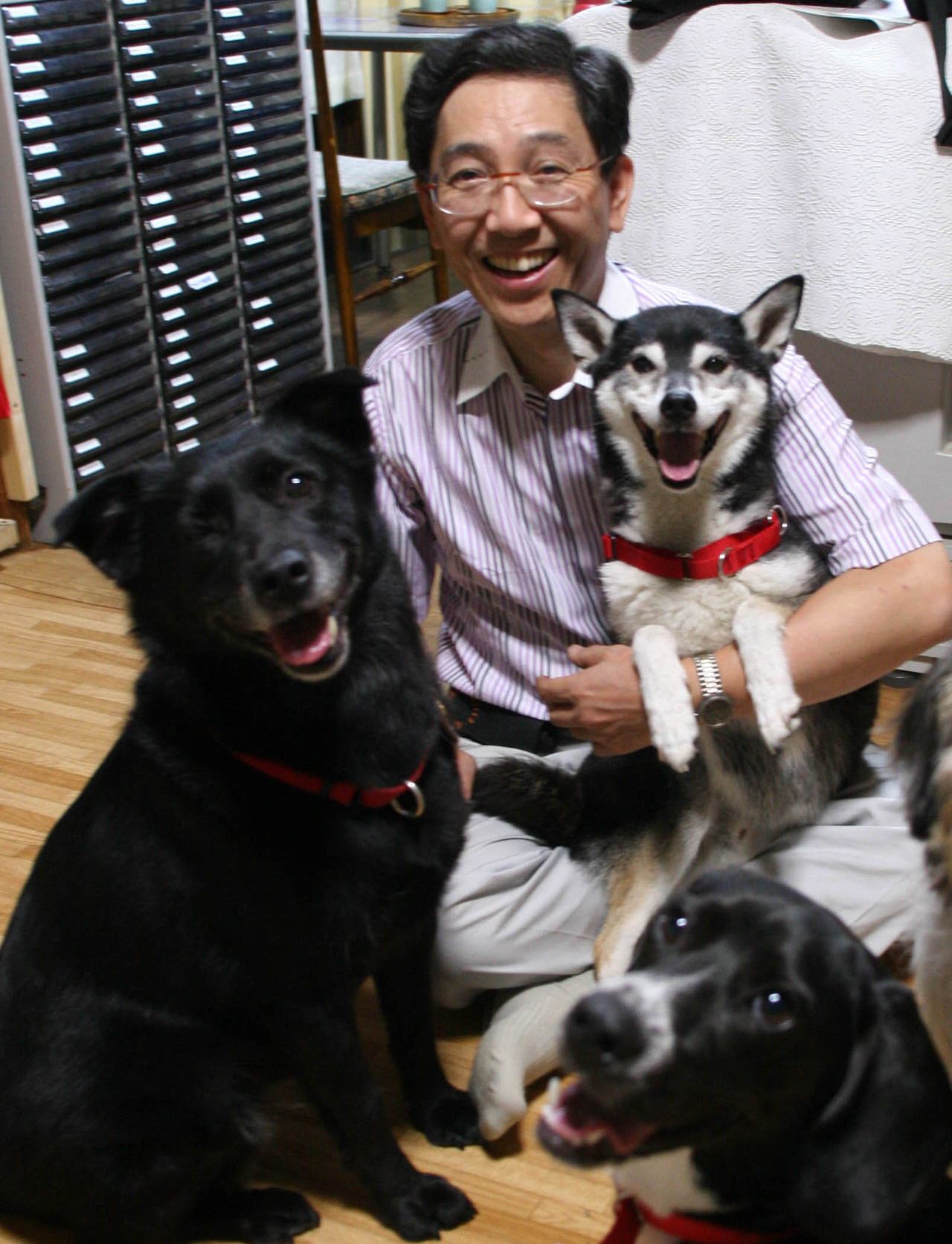 愛犬れい君、くろちゃんと（旧協会にて）